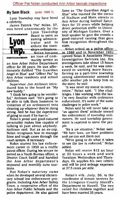 Pat Nolan, Ann Arbor Police Department, MI